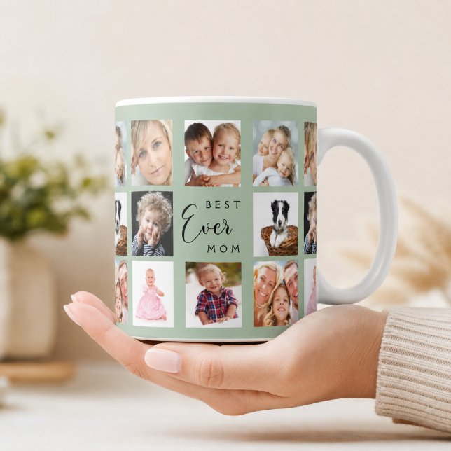 Mutter Mama Fotocollage salbeigrün Kaffeetasse (Von Creator hochgeladen)