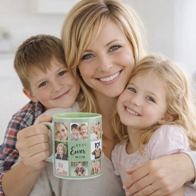 Mutter Mama Fotocollage salbeigrün Tasse (Von Creator hochgeladen)