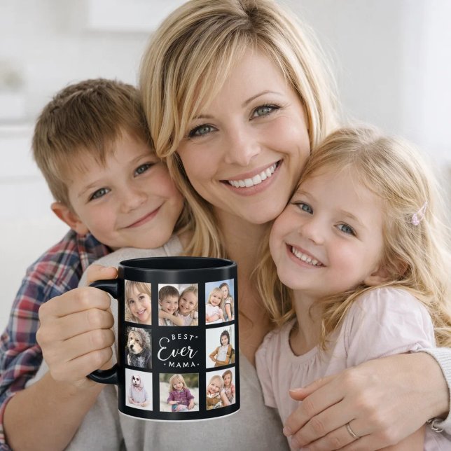 Mutter Mama Fotocollage schwarz weiß Tasse (Von Creator hochgeladen)