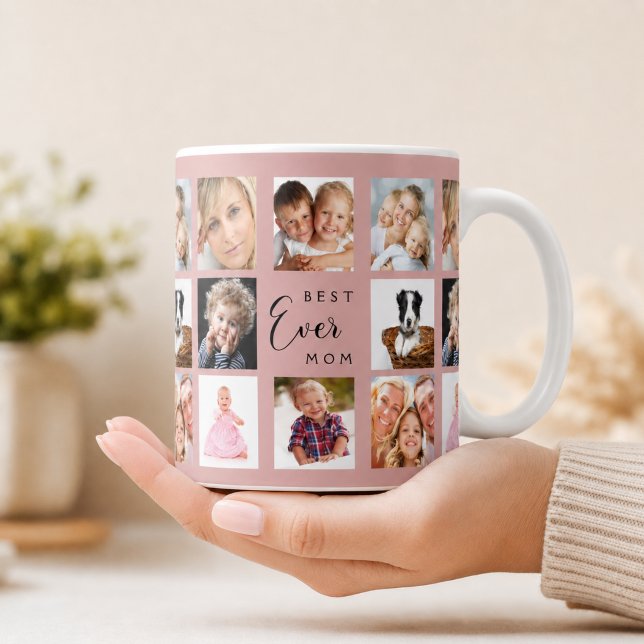 Mutter Mama Fotocollage staubrosa Pink Kaffeetasse (Von Creator hochgeladen)