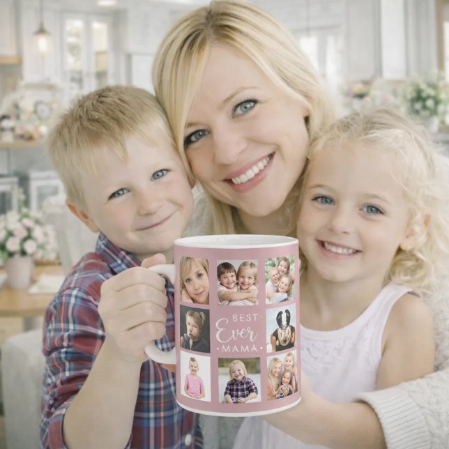 Mutter Mama Fotocollage staubrosa rosa Kaffeetasse (Von Creator hochgeladen)