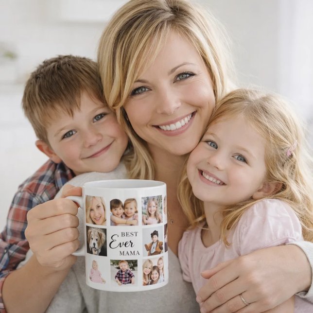 Mutter Mama Fotocollage weiß schwarz Kaffeetasse (Von Creator hochgeladen)