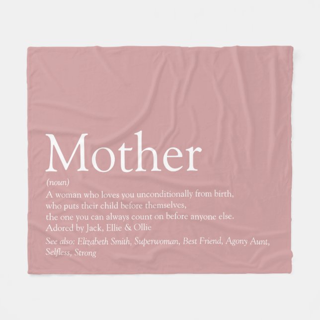 Mutter Mama Mum Definition Dusty Rose Rosa Fleecedecke (Vorderseite (Horizontal))