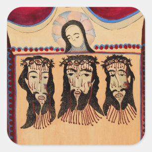 Mutter Maria Jesus Christus Thorn Kronenkunst Male Quadratischer Aufkleber