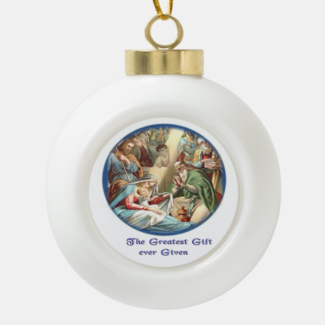 Mutter Maria Keramik Kugel-Ornament (Vorderseite)