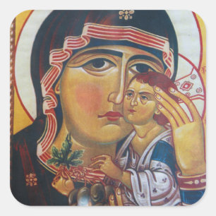 Mutter Maria und Jesu Kunst Quadratischer Aufkleber