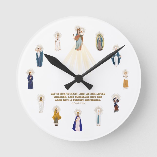 Mutter Mary Clock Runde Wanduhr (Vorderseite)