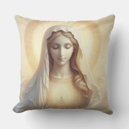 Mutter Mary in sanften weißen Tönen Kissen