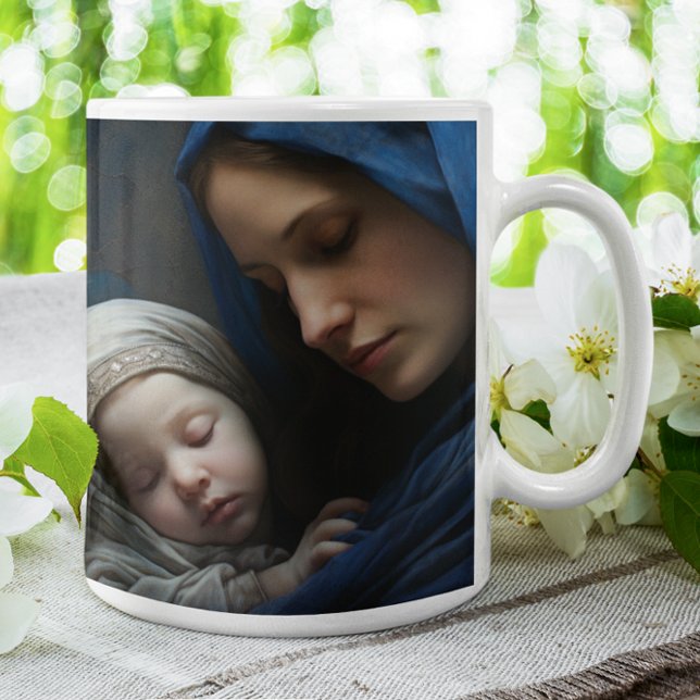 Mutter Mary mit Baby Jesus Version 5 Kaffeetasse (Mother Mary Holding Baby Jesus version 5 Coffee Mug)