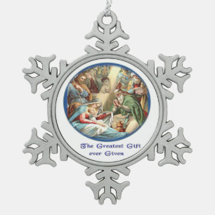 Mutter Mary Schneeflocken Zinn-Ornament
