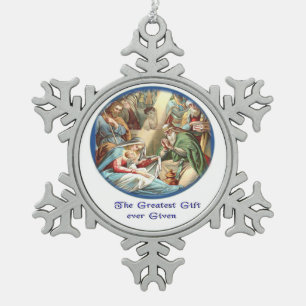 Mutter Mary Schneeflocken Zinn-Ornament