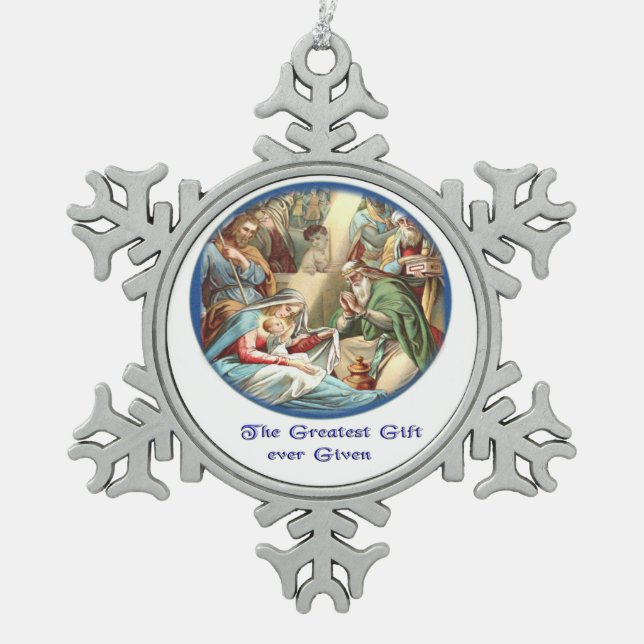 Mutter Mary Snowflake Gerahmte Ornament (Vorderseite)