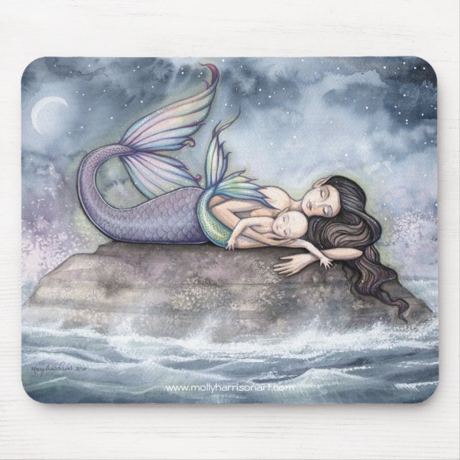 Mutter Mermaid und Baby Mousepad von Molly Harriso (Vorne)