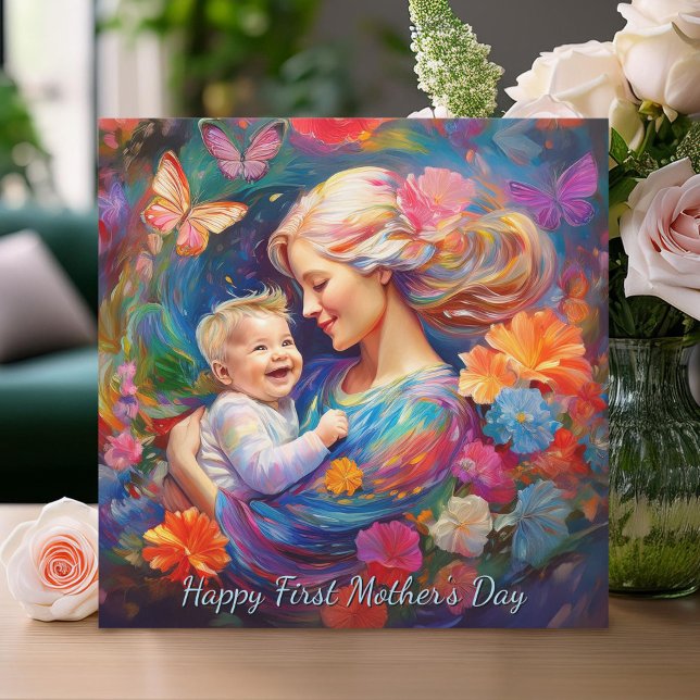 Mutter mit Baby Boy First Mother Day Karte (Von Creator hochgeladen)