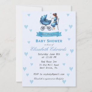 Mutter mit Baby Carriage Baby Shower Einladung