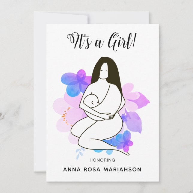 *~* Mutter mit Baby Floral Baby Shower Girl Einladung (Vorderseite)