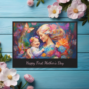Mutter mit Baby Girl First Mother Day Karte