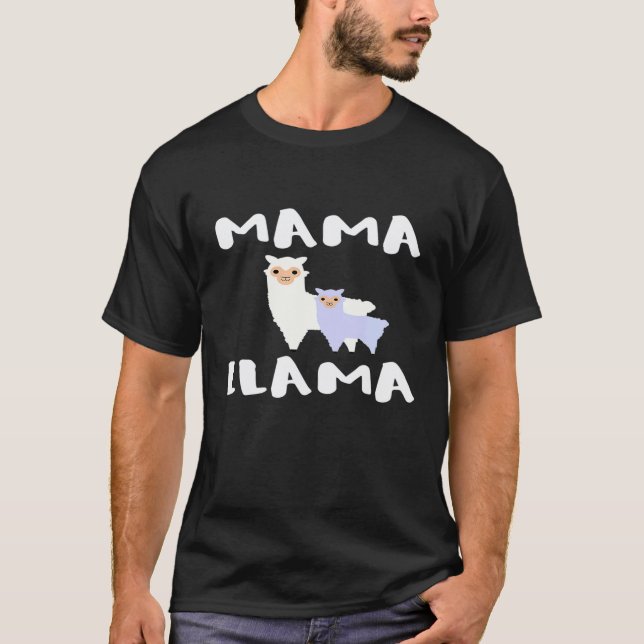 Mutter mit einem Sohn Mama Lama T-Shirt (Vorderseite)