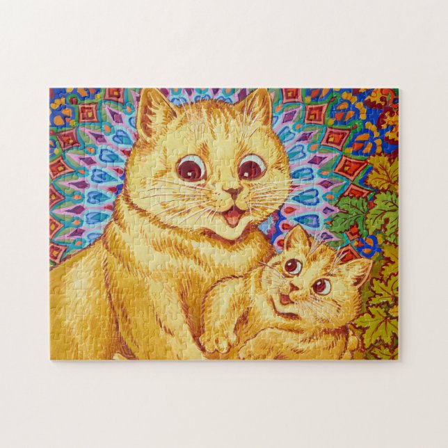 Mutter mit Kitten von Louis Wain Puzzle (Horizontal)