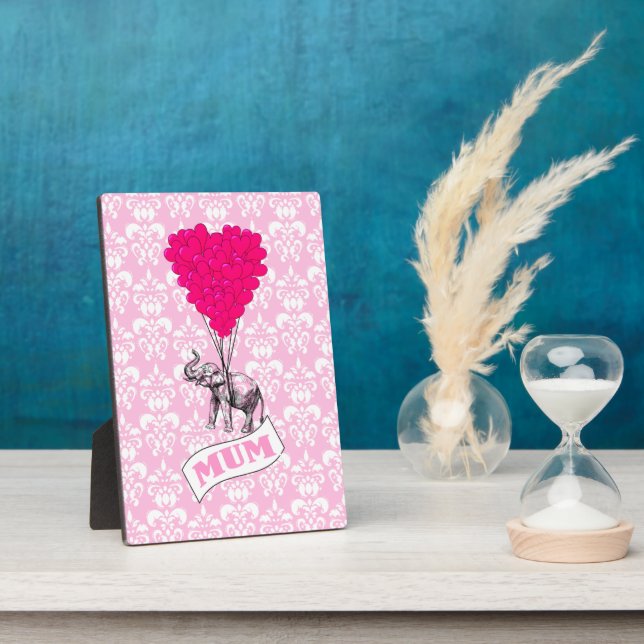 Mutter mit rosa Elefanten Fotoplatte (Seite)