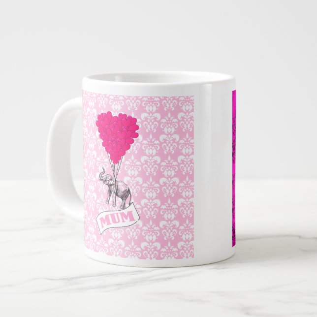 Mutter mit rosa Elefanten Jumbo-Tasse (Vorderseite Links)