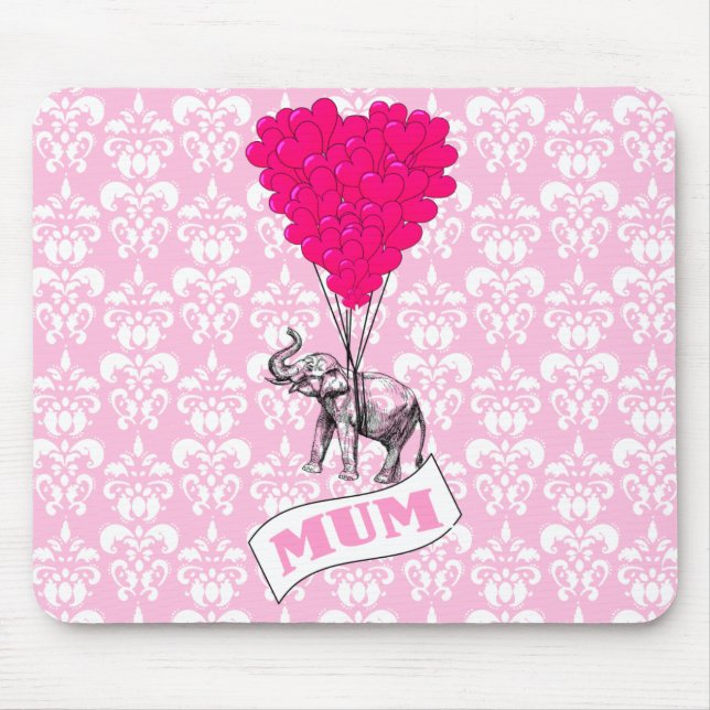 Mutter mit rosa Elefanten Mousepad (Vorne)