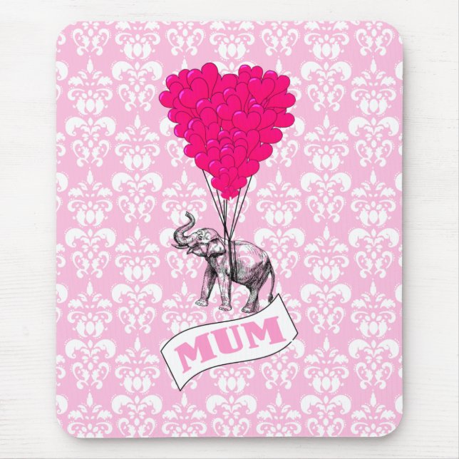Mutter mit rosa Elefanten Mousepad (Vorne)