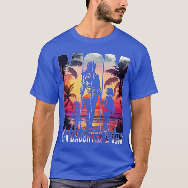 Mutter mit Tochter Sohn Mütter Day Beach Mutter vi T-Shirt (Vorderseite)