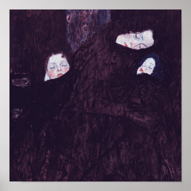 Mutter mit zwei Kindern Gemälde von Gustav Klimt Poster (Vorne)