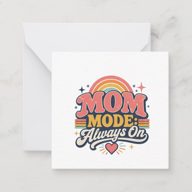 Mutter-Modus Immer An Retro Muttertag Geschenk Mitteilungskarte (Vorderseite)
