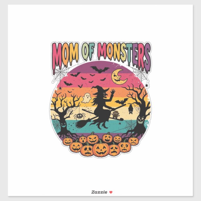 Mutter Monster Halloween Hexe Kürbisse Fledermäuse Aufkleber (Blatt)
