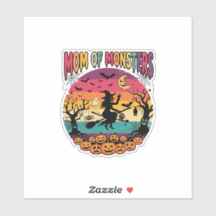 Mutter Monster Halloween Hexe Kürbisse Fledermäuse Aufkleber