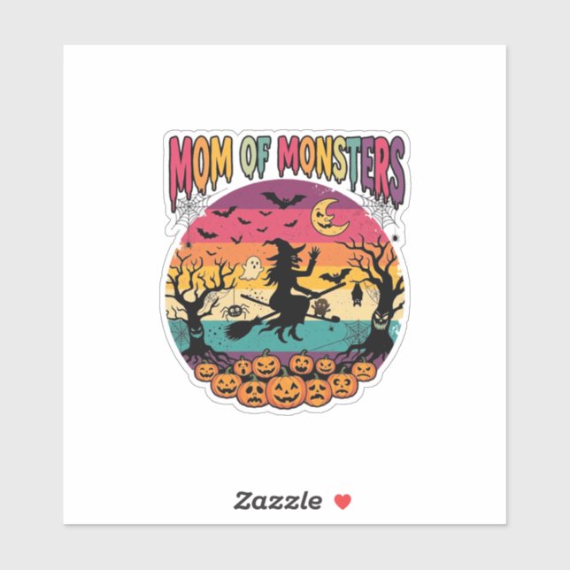 Mutter Monster Halloween Hexe Kürbisse Fledermäuse Aufkleber (Blatt)
