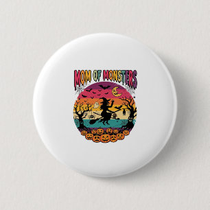 Mutter Monster Halloween Hexe Kürbisse Fledermäuse Button