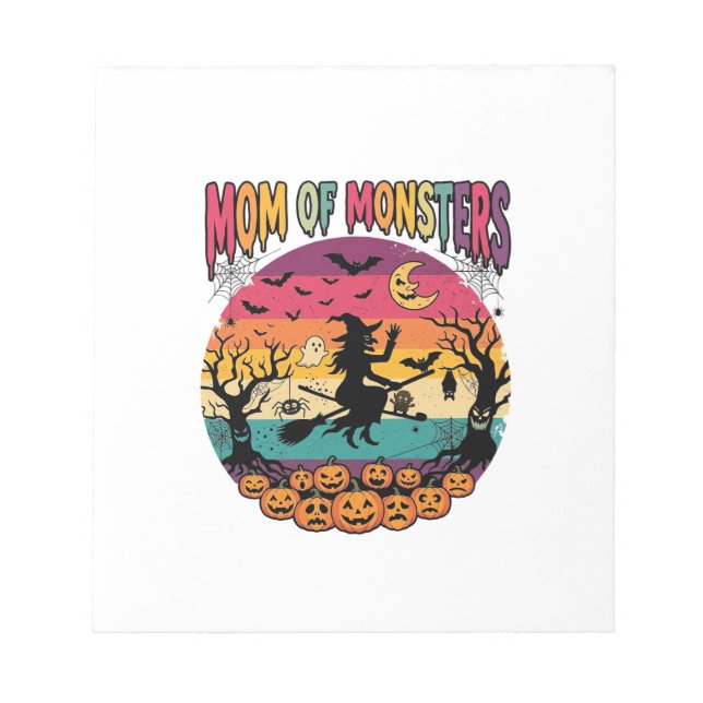 Mutter Monster Halloween Hexe Kürbisse Fledermäuse Notizblock (Vorderseite)