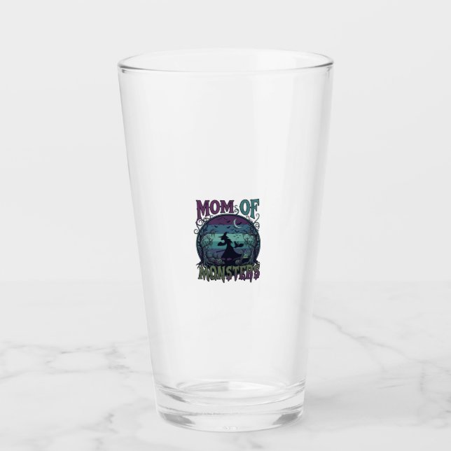 Mutter Monster Halloween Hexe Mond Kürbisse Friedh Glas (Vorderseite)
