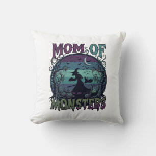 Mutter Monster Halloween Hexe Mond Kürbisse Friedh Kissen