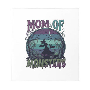 Mutter Monster Halloween Hexe Mond Kürbisse Friedh Notizblock