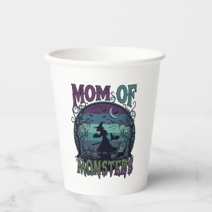 Mutter Monster Halloween Hexe Mond Kürbisse Friedh Pappbecher