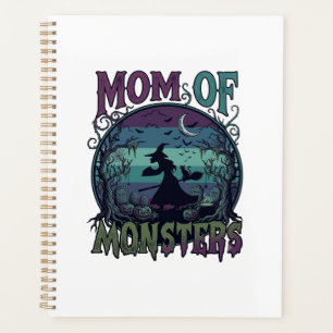 Mutter Monster Halloween Hexe Mond Kürbisse Friedh Planer