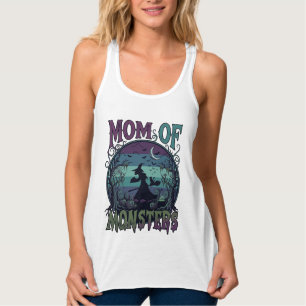 Mutter Monster Halloween Hexe Mond Kürbisse Friedh Tank Top