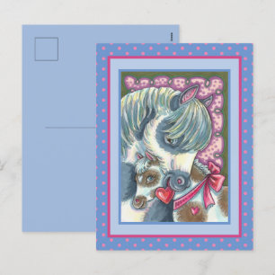 MUTTER PONY & IHR NIEDLICHES VALENTINS-FÜLLEN, PFE FEIERTAGSPOSTKARTE