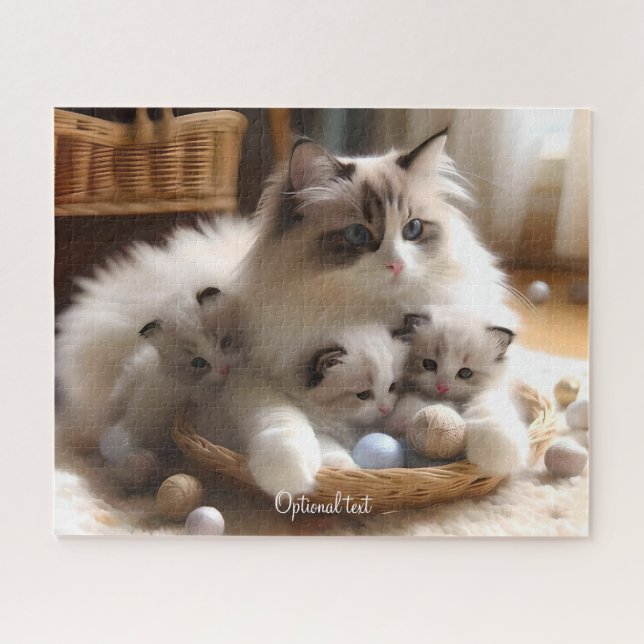 Mutter Ragdoll Katze und Kätzchen Puzzle (Horizontal)