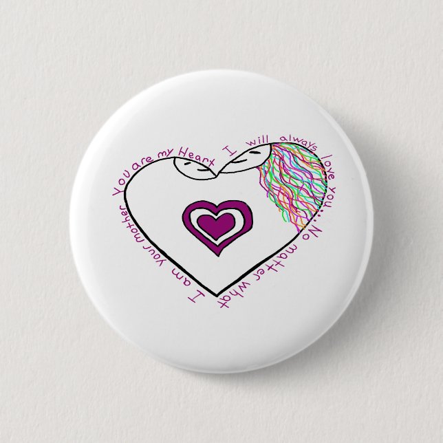 Mutter Reveal Drawing und Gedicht Button (Vorderseite)