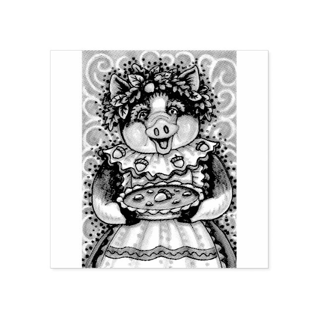 MUTTER SCHWEINS ACORN PIE RUBBER-BRIEFMARKE GUMMISTEMPEL (Prägung)