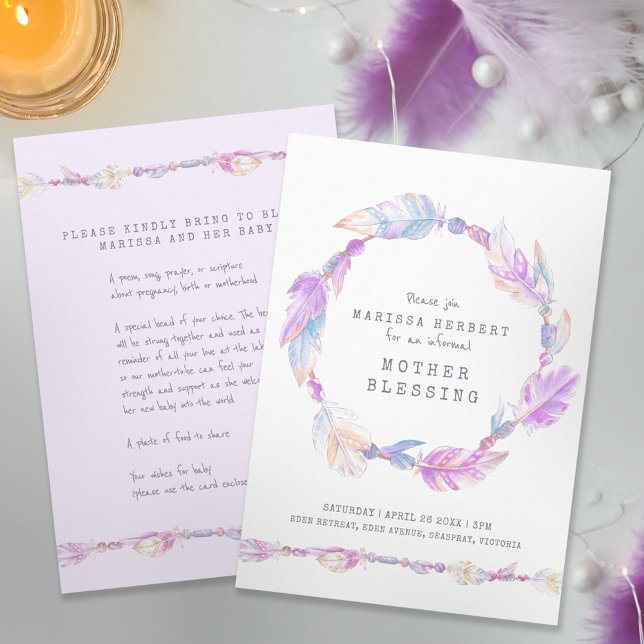 Mutter-Segen-Perlen-Anweisungen lila Kunst Einladung (Von Creator hochgeladen)