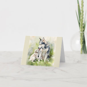 Mutter Sibirische Husky Hund Mama Anstrich Hinterg Dankeskarte