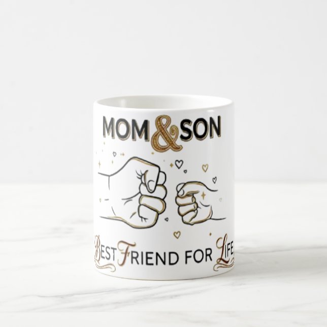 Mutter & Sohn beste Freunde fürs Leben Faustschlag Kaffeetasse (Mittel)