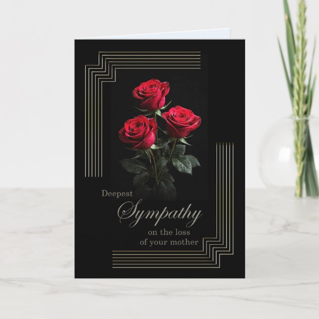 Mutter Sympathie Rosen auf Schwarz Karte (Vorderseite)