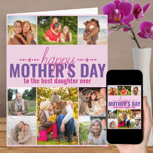 Mütter Tag 8 FotoCollage Personalisiert rosa Karte